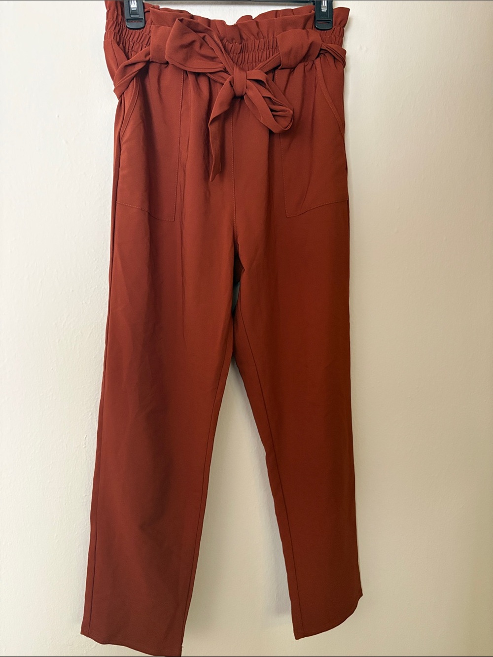 Grace Karin Rust Tie-Waist Pants